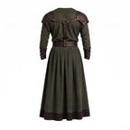 Men's Medieval Warrior Robe with Leather Shoulder Armor, Viking Tunic Costume, Fantasy Knight Garment - Timber AND Hide