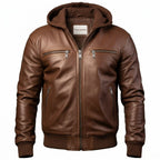 Men’s Michael Clark Brown Leather Hooded Jacket - Timber AND Hide