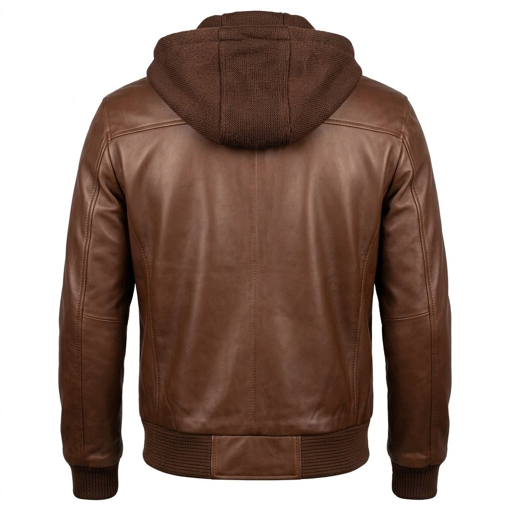 Men’s Michael Clark Brown Leather Hooded Jacket - Timber AND Hide