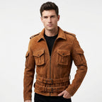 Men’s Military Style Suede Leather Jacket - Timber AND Hide