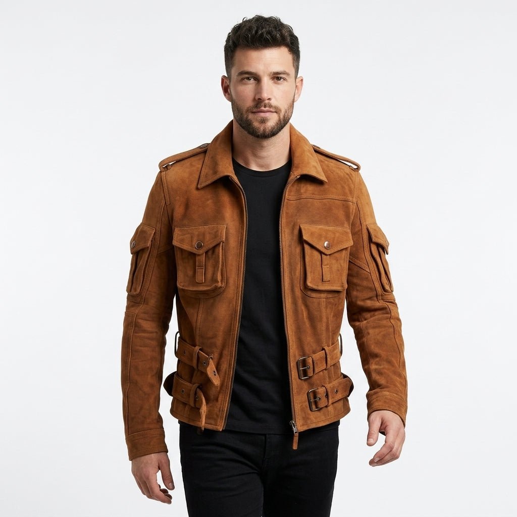 Men’s Military Style Suede Leather Jacket - Timber AND Hide