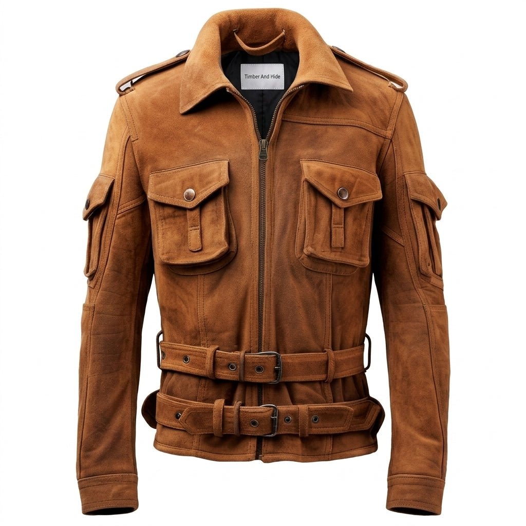 Men’s Military Style Suede Leather Jacket - Timber AND Hide