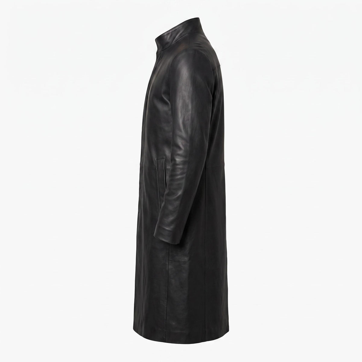 Men's Neo-Inspired Black Leather Duster Coat | Gothic Cyberpunk Trench Jacket - Timber AND Hide