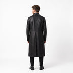 Men's Neo-Inspired Black Leather Duster Coat | Gothic Cyberpunk Trench Jacket - Timber AND Hide