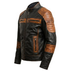 Men’s Orange and Black Waxed Leather Jacket - Timber AND Hide