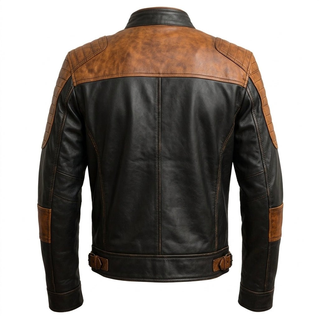 Men’s Orange and Black Waxed Leather Jacket - Timber AND Hide