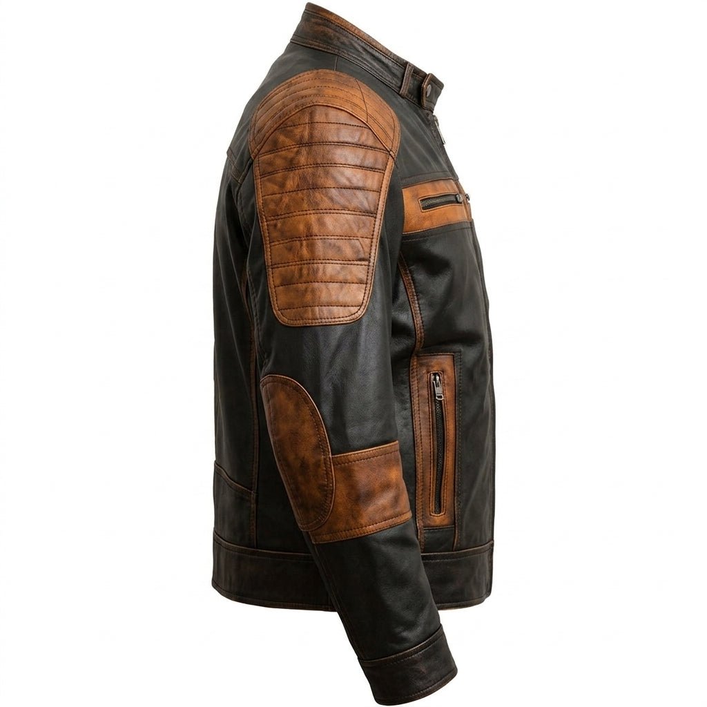 Men’s Orange and Black Waxed Leather Jacket - Timber AND Hide