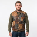 Men's Patchwork Leather Vest | Handmade Genuine Cowhide Biker Waistcoat - Timber AND Hide