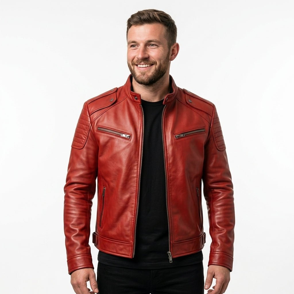 Men’s Red Leather Jacket – Bold Red Jacket - Timber AND Hide