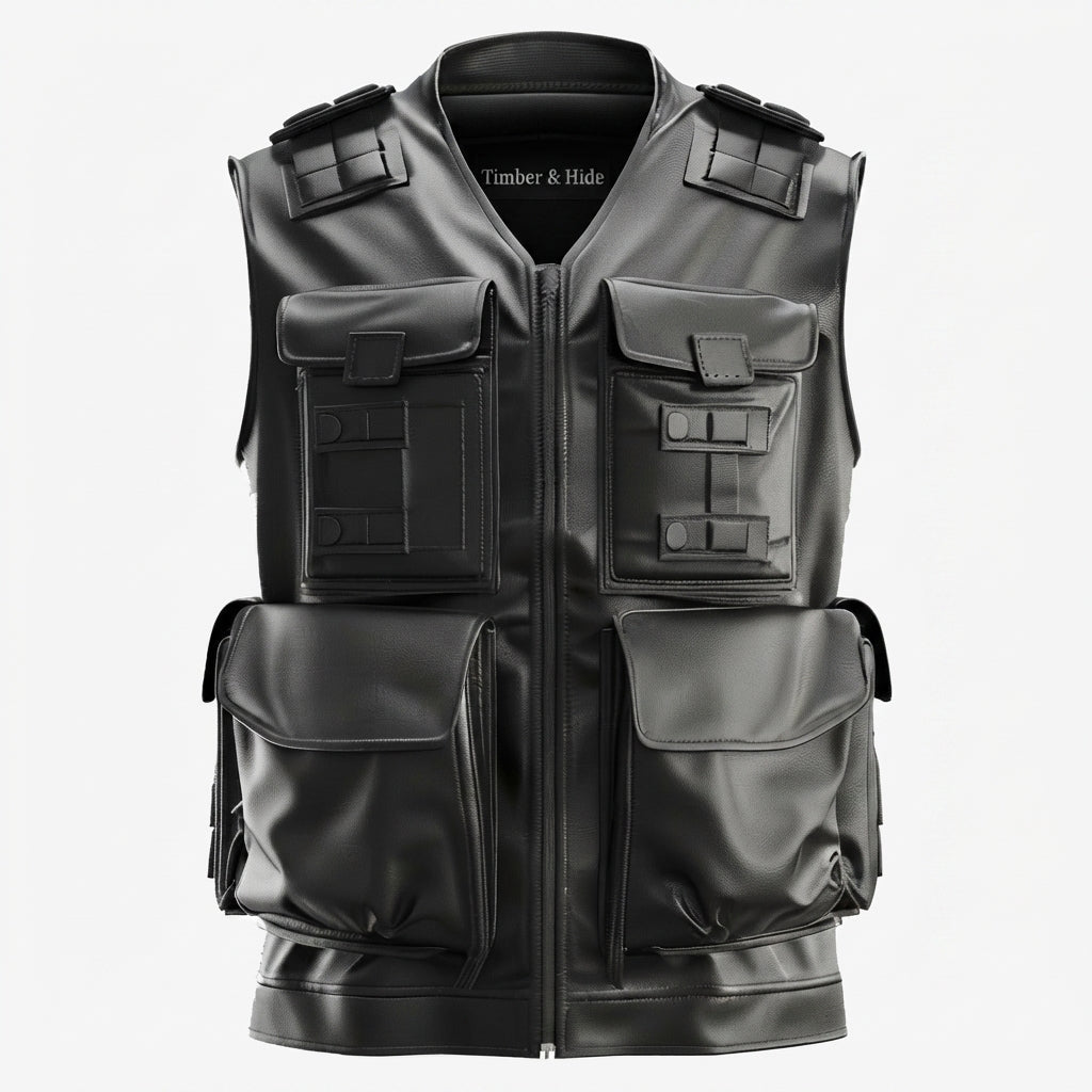 Men’s Rub Off Military Leather Vest - Timber AND Hide