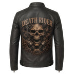 Men's Skull Motorcycle Leather Jacket, Biker Rider Coat, Gothic Punk Streetwear Green - Timber AND Hide