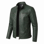 Men's Skull Motorcycle Leather Jacket, Biker Rider Coat, Gothic Punk Streetwear Green - Timber AND Hide