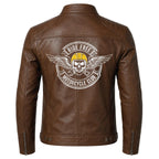 Men's Skull Motorcycle Leather Jacket, Biker Rider Coat, Gothic Punk Streetwear Green - Timber AND Hide
