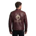 Men's Star-Lord Inspired Maroon Leather Jacket | Galactic Hero Cosplay Coat - Timber AND Hide
