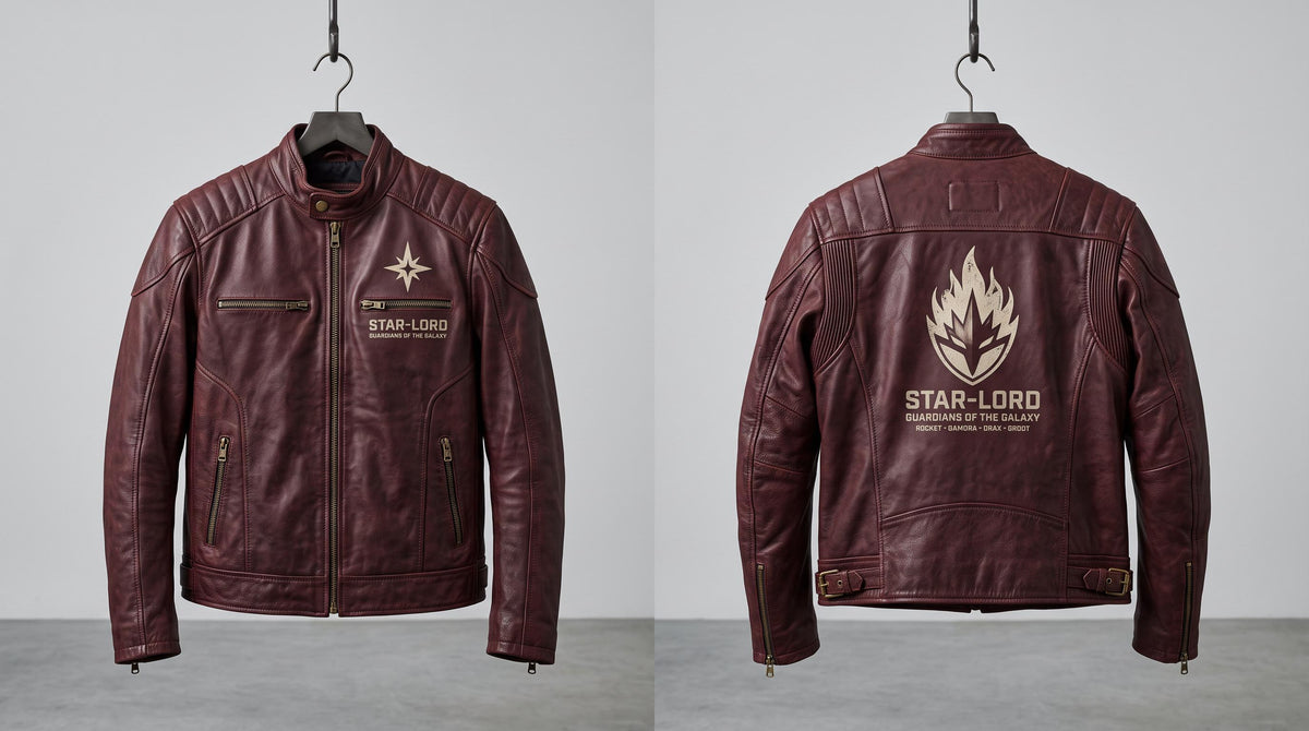 Men's Star-Lord Inspired Maroon Leather Jacket | Galactic Hero Cosplay Coat - Timber AND Hide