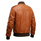 Men’s Strap Pocket Bomber Leather Jacket - Timber AND Hide