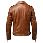 Men’s Stylish Belted Brown Vintage Leather Biker Jacket - Timber AND Hide