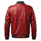 Men’s Stylish Red Bomber Leather Jacket - Timber AND Hide