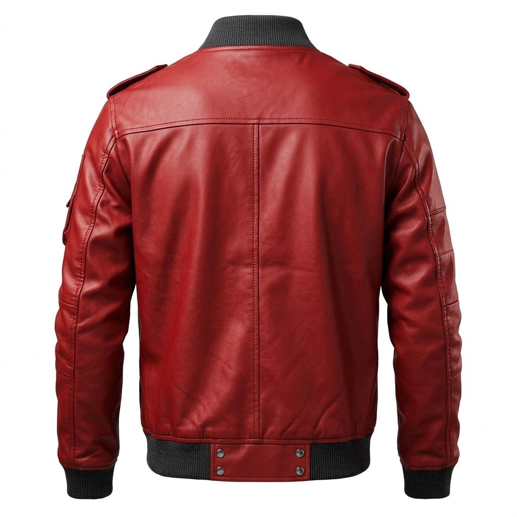 Men’s Stylish Red Bomber Leather Jacket - Timber AND Hide