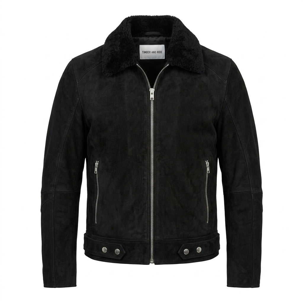 Men’s Suede Leather Jacket Black – Suede Black Jacket - Timber AND Hide