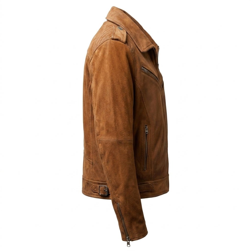 Men’s Suede Leather Jacket – Camel Brown - Timber AND Hide