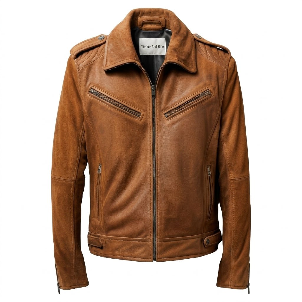 Men’s Suede Leather Jacket – Camel Brown - Timber AND Hide