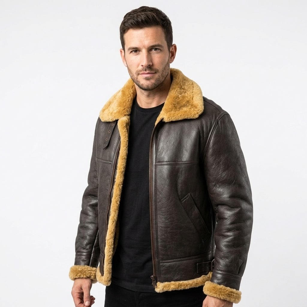 Men’s Trending B3 Bomber Shearling Leather Jacket - Timber AND Hide