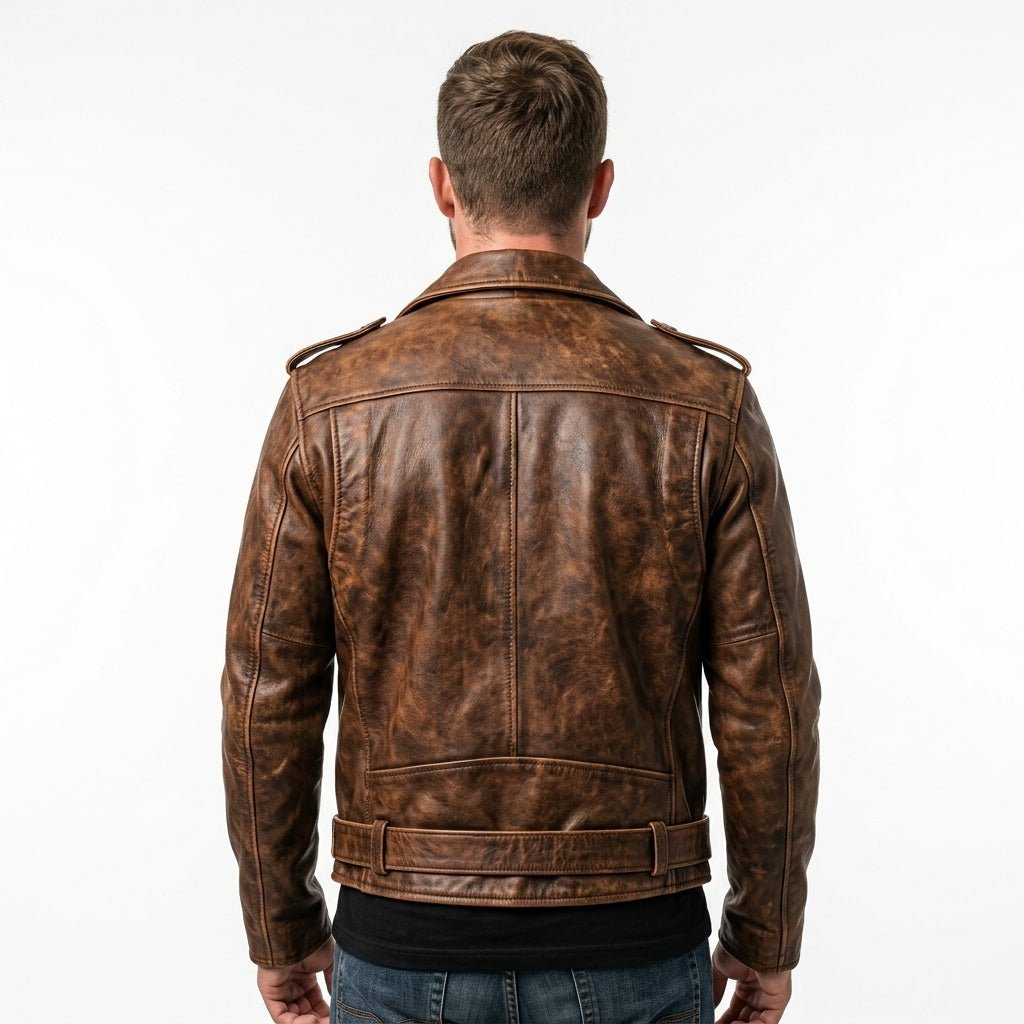 Men’s Vintage Biker Brown Leather Jacket – Vintage Brown Leather Jacket - Timber AND Hide