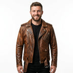 Men’s Vintage Biker Brown Leather Jacket – Vintage Brown Leather Jacket - Timber AND Hide