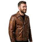 Men’s Vintage Biker Brown Leather Jacket – Vintage Brown Leather Jacket - Timber AND Hide
