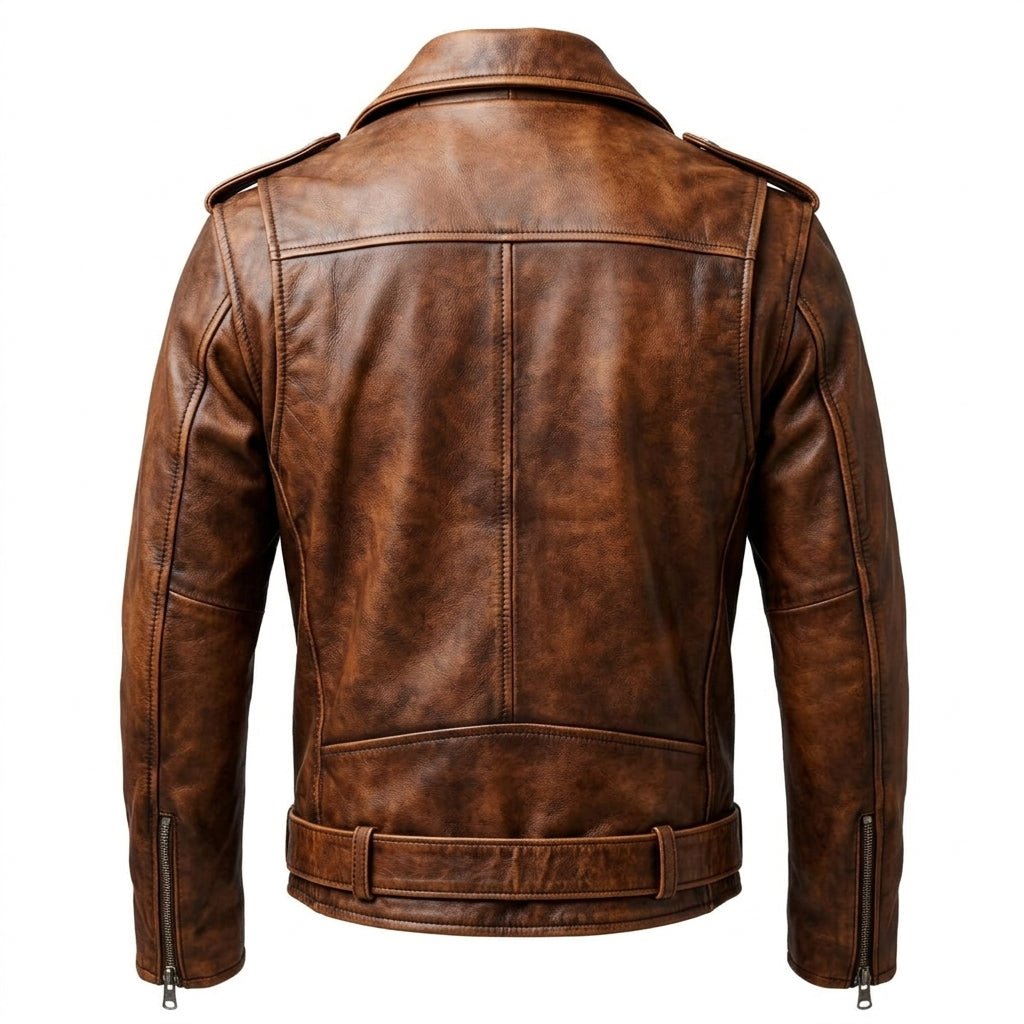 Men’s Vintage Biker Brown Leather Jacket – Vintage Brown Leather Jacket - Timber AND Hide