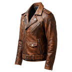 Men’s Vintage Biker Brown Leather Jacket – Vintage Brown Leather Jacket - Timber AND Hide