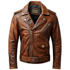 Men’s Vintage Biker Brown Leather Jacket – Vintage Brown Leather Jacket - Timber AND Hide