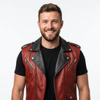 Men's Vintage Biker Leather Vest - Timber AND Hide