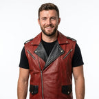 Men's Vintage Biker Leather Vest - Timber AND Hide