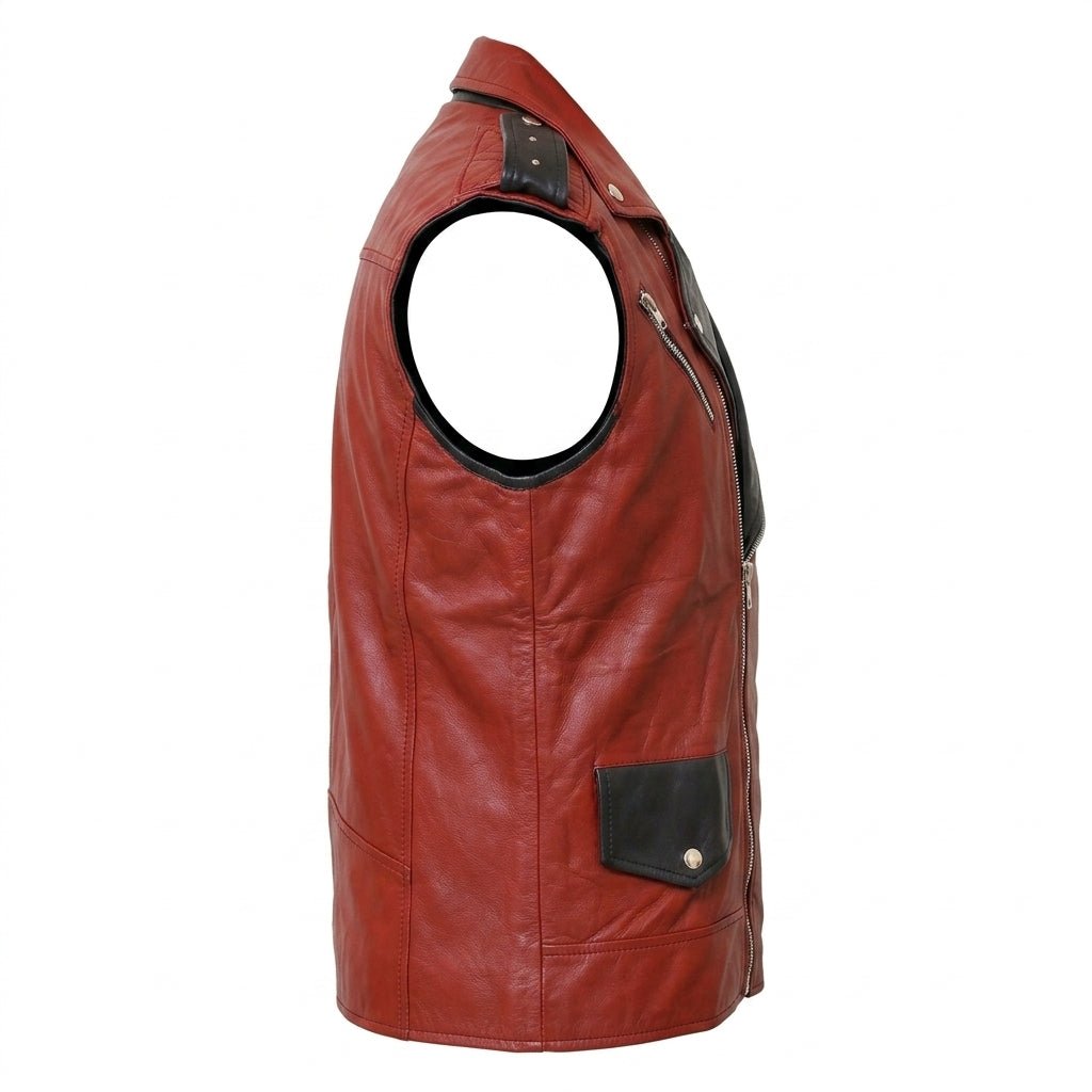 Men's Vintage Biker Leather Vest - Timber AND Hide