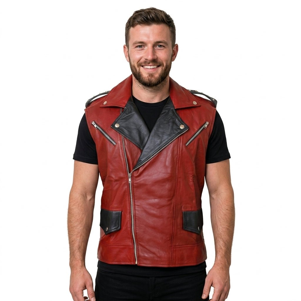 Men's Vintage Biker Leather Vest - Timber AND Hide