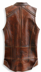 Men’s Vintage Brown Leather Vest – Genuine Leather Biker Style