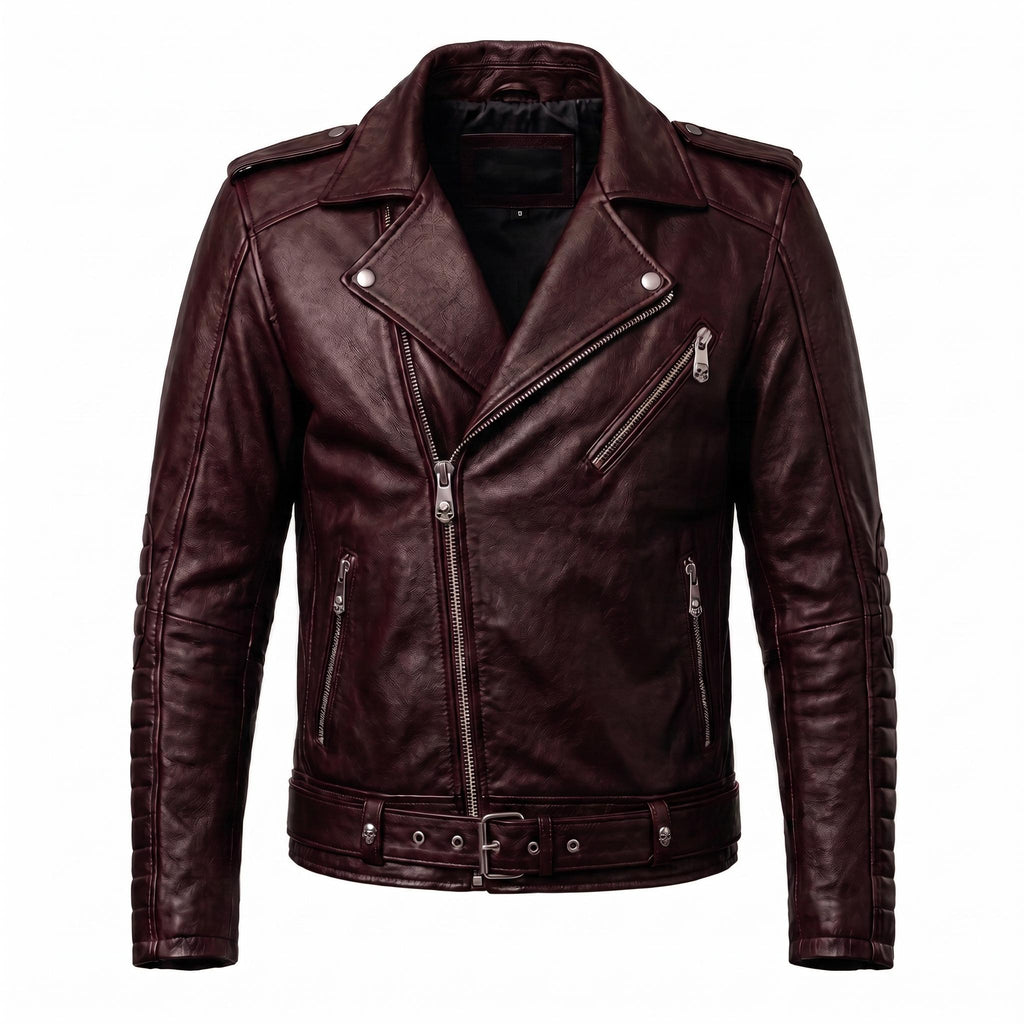 Motorhead Inspired Skull Print Leather Biker Jacket – Men's Gothic Rock Rider Coat - Timber AND Hide