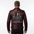 Motorhead Inspired Skull Print Leather Biker Jacket – Men's Gothic Rock Rider Coat - Timber AND Hide