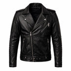 Motorhead Inspired Skull Print Leather Biker Jacket – Men's Gothic Rock Rider Coat - Timber AND Hide