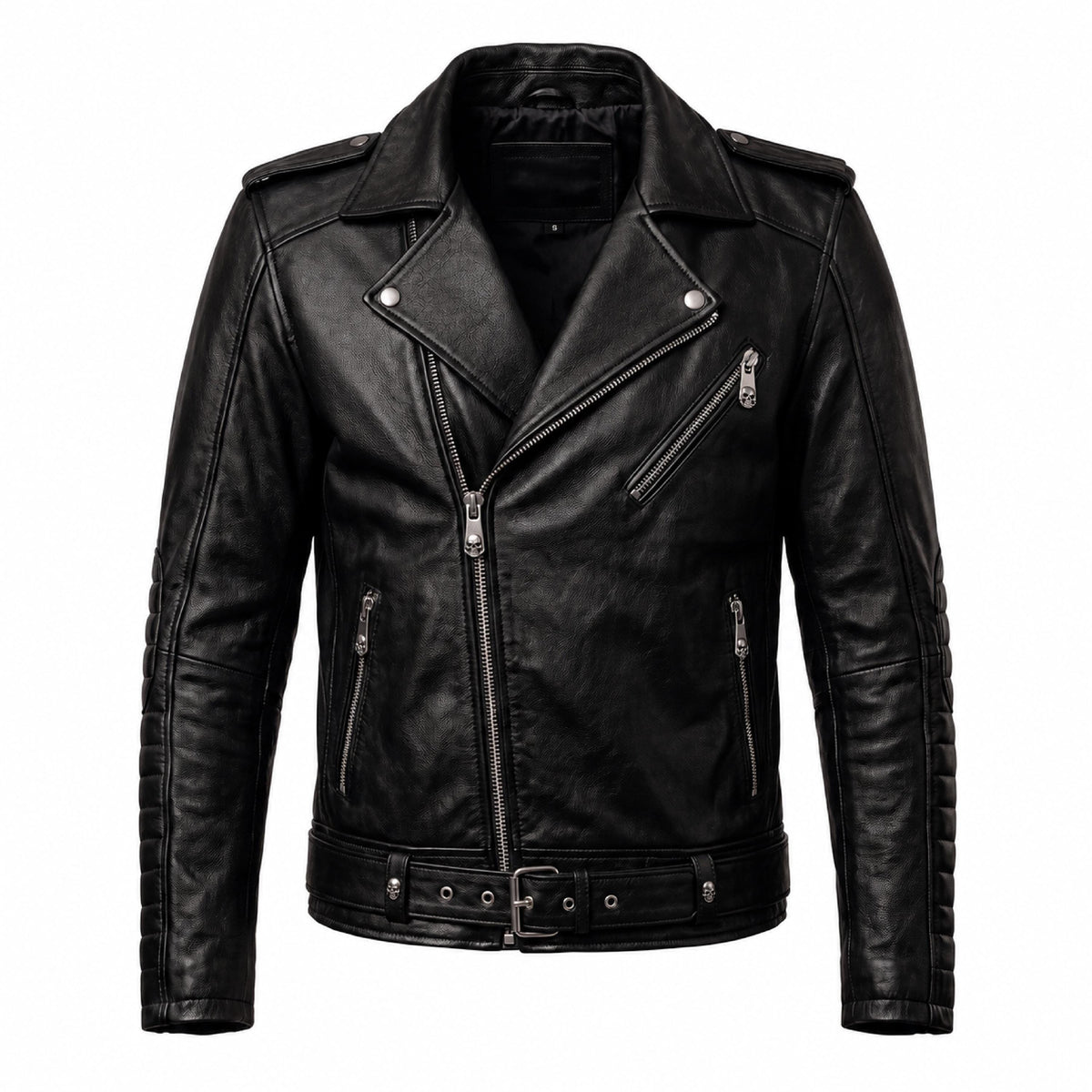 Motorhead Inspired Skull Print Leather Biker Jacket – Men's Gothic Rock Rider Coat - Timber AND Hide