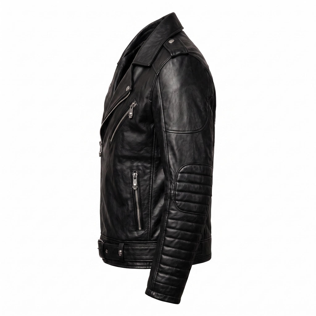 Motorhead Inspired Skull Print Leather Biker Jacket – Men's Gothic Rock Rider Coat - Timber AND Hide