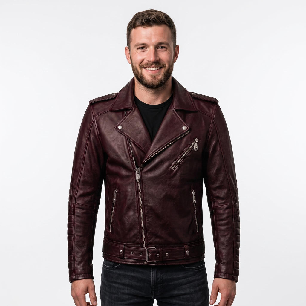 Motorhead Inspired Skull Print Leather Biker Jacket – Men's Gothic Rock Rider Coat - Timber AND Hide