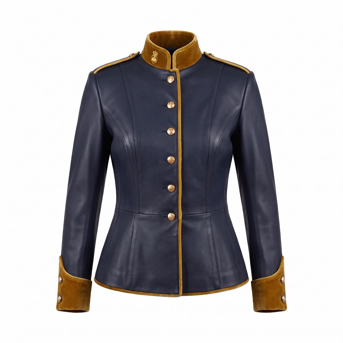 Navy Blue Leather Military Officer Jacket | Victorian Steampunk Gothic Blazer - Timber AND Hide
