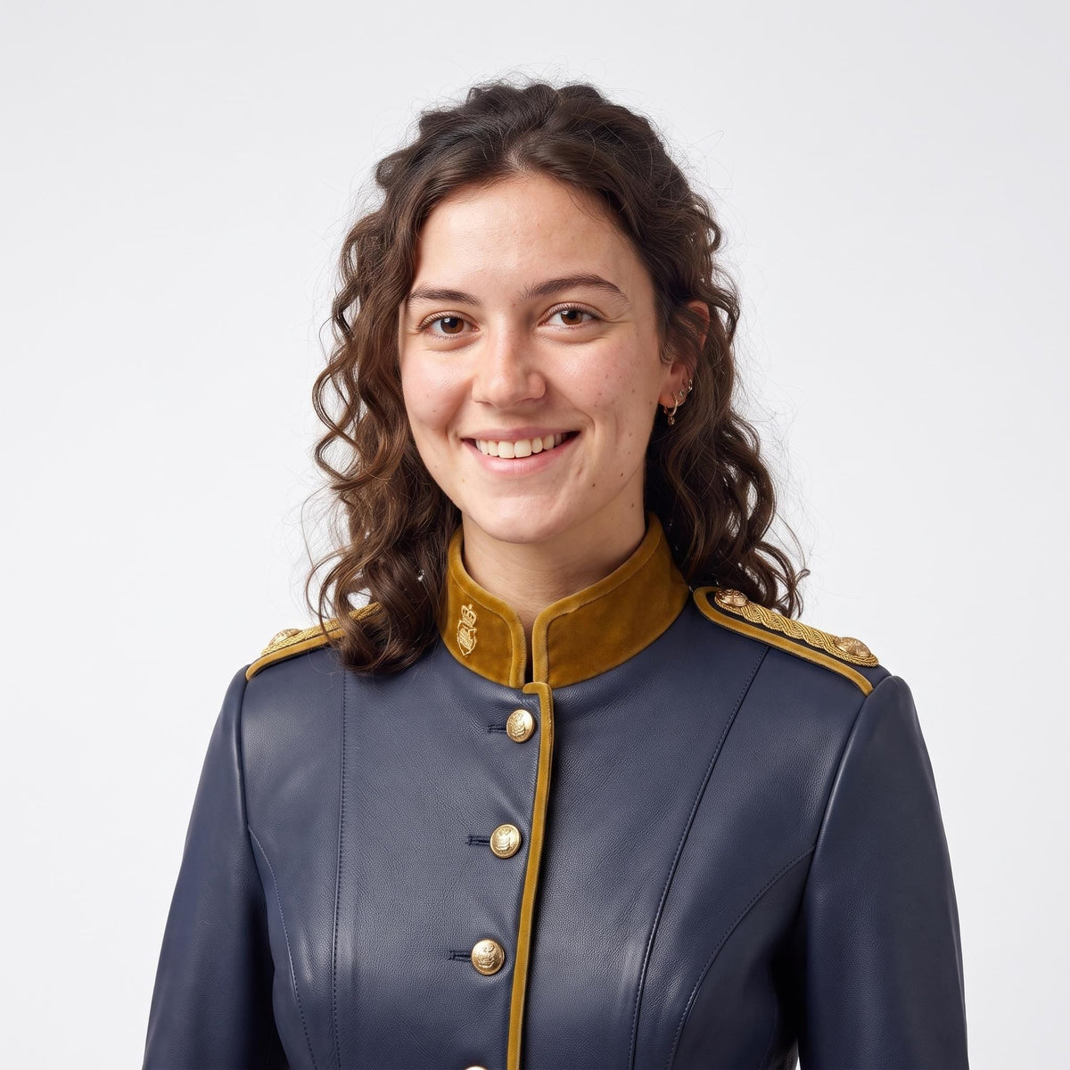 Navy Blue Leather Military Officer Jacket | Victorian Steampunk Gothic Blazer - Timber AND Hide