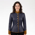 Navy Blue Leather Military Officer Jacket | Victorian Steampunk Gothic Blazer - Timber AND Hide