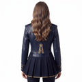 Navy Blue Leather Peplum Jacket: Victorian Military Officer Style Blazer - Timber AND Hide
