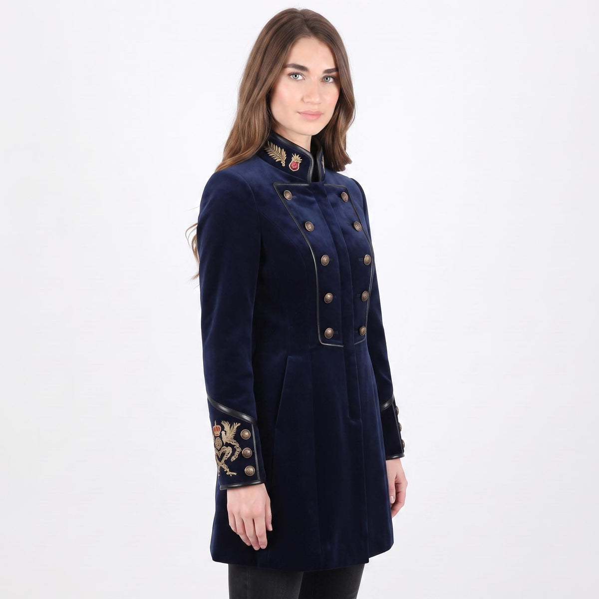 Navy Velvet Military Coat: Victorian Gothic Steampunk Royal Officer Jacket - Timber AND Hide