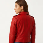 Olivia Leather Red Jacket – Women’s Premium Red Leather Jacket - Timber AND Hide